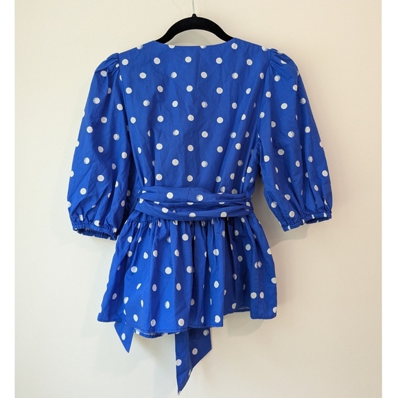 Lilly Pulitzer Kara Cotton Wrap Top In Blue Grotto Hotter Spot - Picture 7 of 7